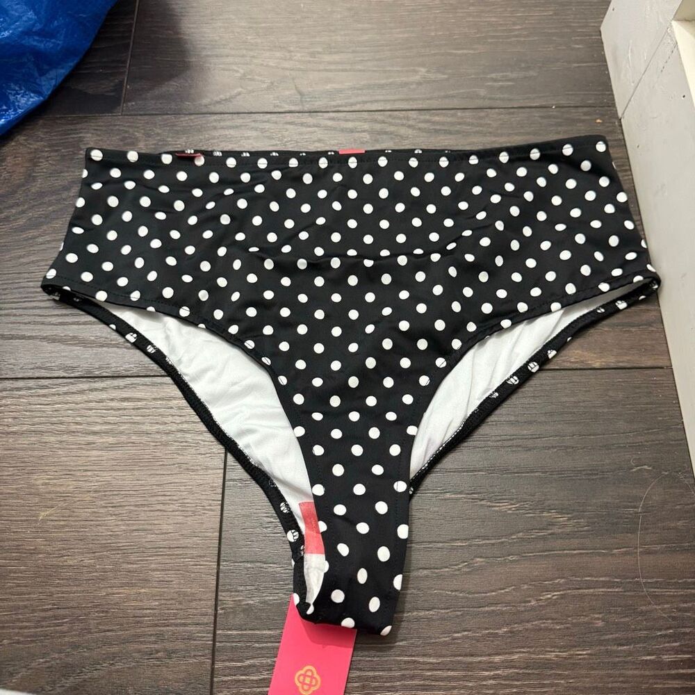 Doll Women’s Large Black Polka Dot Swim Bottom New